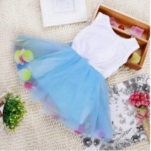 sky blue frock with petals 